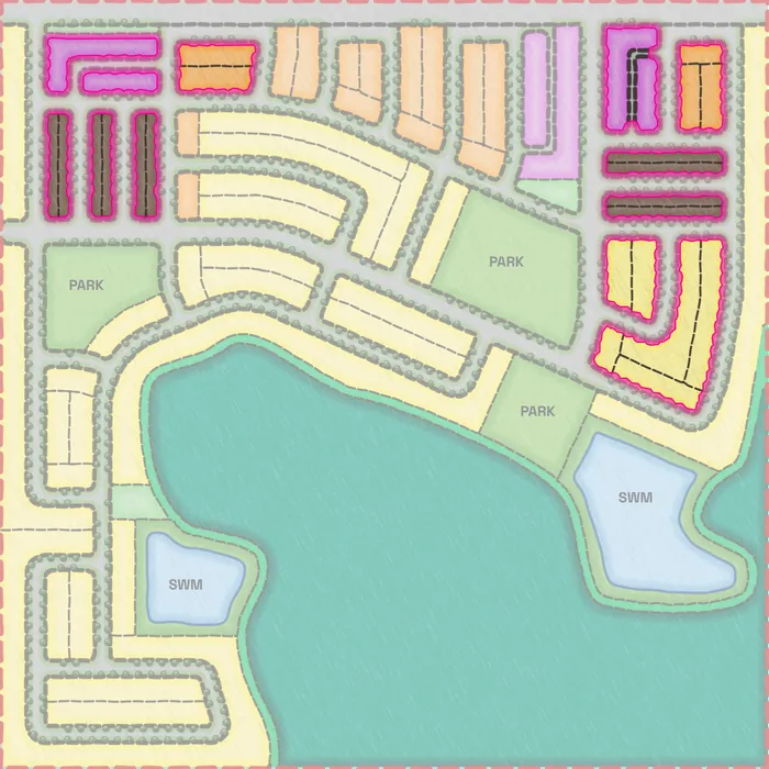 Concept C faded back, with the changed blocks outlined in magenta.
